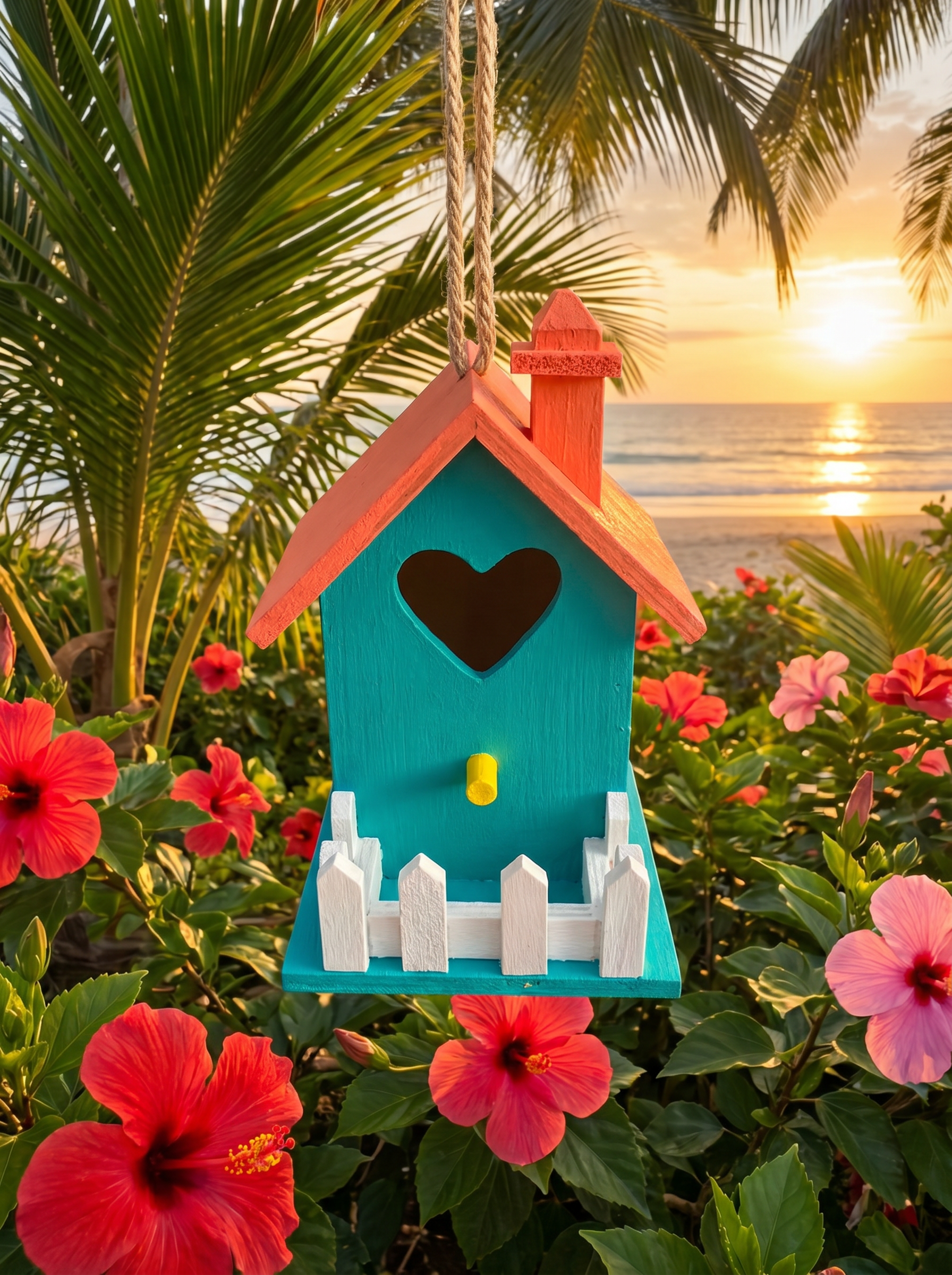 The Heart Birdhouse with Fence
